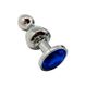 Металева анальна пробка Wooomy Lollypop Double Ball Metal Plug Blue, розмір L (діаметр 3,5 см) картинка 1