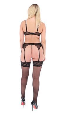 Чарівний комплект: ліф, трусики та пояс Passion ECO LEAFA SET black, розмір L/XL зображення