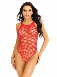 Еротичне боді-сітка Leg Avenue Net snap crotch tank bodysuit Red, One Size зображення