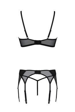 Чарівний комплект: ліф, трусики та пояс Passion ECO LEAFA SET black, розмір L/XL зображення