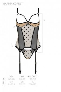 Корсет с открытой грудью + стринги Passion MARINA CORSET beige, размер S/M картинка
