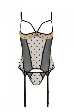 Корсет с открытой грудью + стринги Passion MARINA CORSET beige, размер S/M картинка