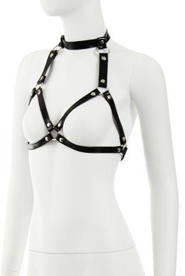 Портупея – бюстгальтер из эко-кожи Obsessive A740 harness black, размер O/S картинка