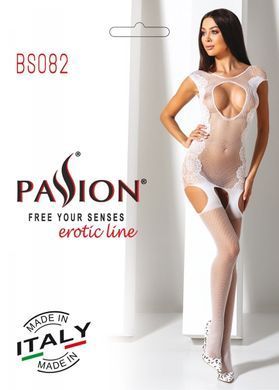 Бодистокинг с имитацией чулок Passion BS082, белый картинка