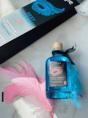Набір для масажу: їстівна розігрівальна олія + пір&rsquo;їнка Orgie Sexy Therapy Cotton Candy, солодка вата (100 мл) зображення