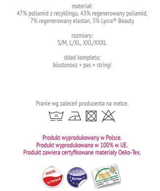 Чарівний комплект: ліф, трусики та пояс Passion ECO LEAFA SET black, розмір L/XL зображення