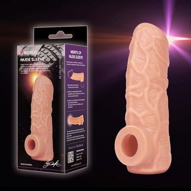 Насадка на член з отвором для мошонки Kokos Nude Sleeve NS 001, розмір L зображення