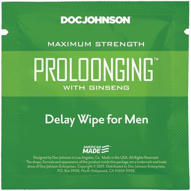 Пролонгуюча серветка Doc Johnson Delay Wipe For Men з екстрактом женьшеню (7х7 см) зображення