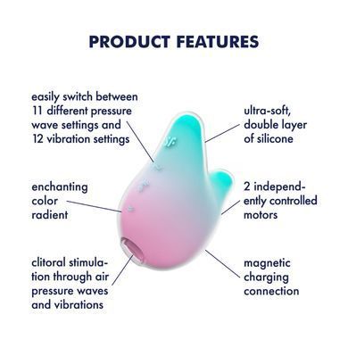 Вакуумный клиторальный стимулятор с вибрацией Satisfyer Mermaid Vibes Mint/Pink картинка