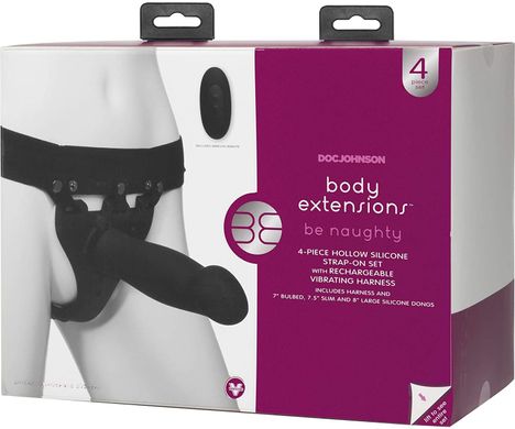 Набор для страпона с вибрацией Doc Johnson Body Extensions - BE Naughty - Black картинка