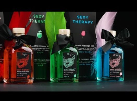 Набір для масажу: їстівна розігрівальна олія + пір&rsquo;їнка Orgie Sexy Therapy Cotton Candy, солодка вата (100 мл) зображення