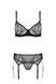 Чарівний комплект: ліф, трусики та пояс Passion ECO LEAFA SET black, розмір L/XL картинка 3