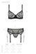 Чарівний комплект: ліф, трусики та пояс Passion ECO LEAFA SET black, розмір L/XL картинка 5