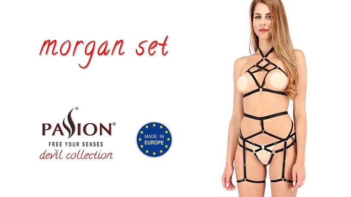 Эротический комплект белья Passion MORGAN SET WITH OPEN BRA black L/XL картинка