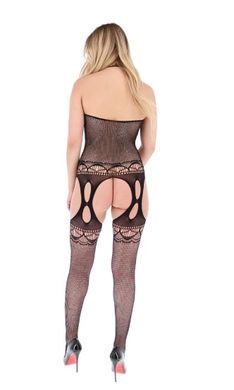 Бодистокинг - сетка с имитацией чулок и доступом Passion ECO BS006 black картинка