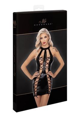 Сукня зі шнурівкою та блискавкою Noir Handmade F291 Powerwetlook dress with double lace-up front, розмір S зображення