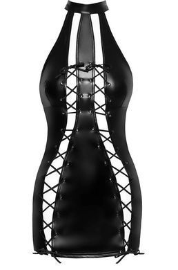 Сукня зі шнурівкою та блискавкою Noir Handmade F291 Powerwetlook dress with double lace-up front, розмір S зображення