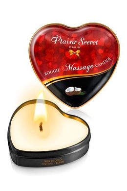 Масажна свічка сердечко Plaisirs Secrets Coconut Кокос (35 мл) зображення