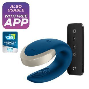 Смарт-вібратор для пар з пультом Satisfyer Double Love Blue зображення