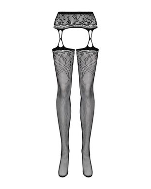 Сексуальні панчохи із поясом Obsessive Garter stockings S206 black, розмір S/M/L зображення