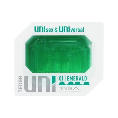 Міні-мастурбатор Tenga UNI Emerald, смарагдовий (з прямокутними виступами) зображення