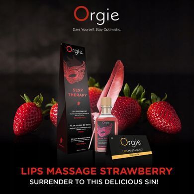 Набор для массажа: съедобное разогревающее масло + перышко Orgie Sexy Therapy Strawberry, клубника (100 мл) картинка
