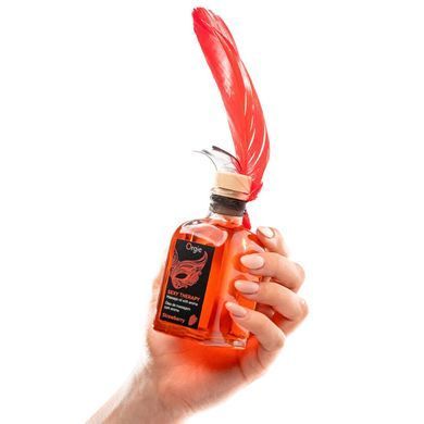 Набор для массажа: съедобное разогревающее масло + перышко Orgie Sexy Therapy Strawberry, клубника (100 мл) картинка