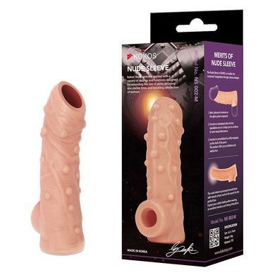 Насадка на член с отверстием для мошонки Kokos Nude Sleeve NS 002, размер M картинка
