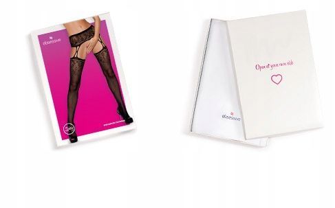 Сексуальные чулки с поясом Obsessive Garter stockings S206 black, размер S/M/L картинка
