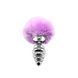 Металева анальна пробка Кролячий хвостик Alive Fluffly Twist Plug Purple, розмір M (ребриста) зображення