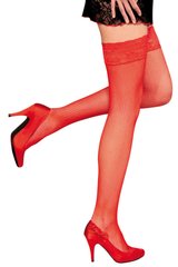 Панчохи з ажурною резинкою Anne De Ales CAMILLA T2 Red, червоні зображення