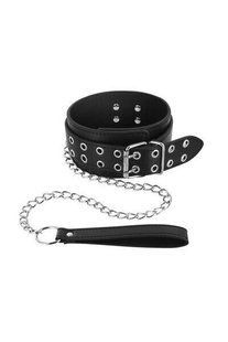 Нашийник з повідцем і подвійною застібкою-ремінцем Fetish Tentation Eyalets and Leash зображення