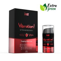 Жидкий вибратор с усиленным эффектом Intt Vibration Strawberry EXTRA GREEN Клубника (15 мл) картинка