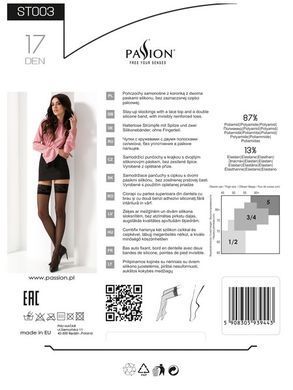 Графітові панчохи на ажурній силіконовій гумці Passion ST003 1/2 grafit (17den) зображення