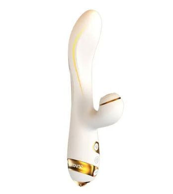 Вибратор-кролик с флогером LOCKINK SEVANDA Whip Vibrating Massage Wand White&Golden картинка