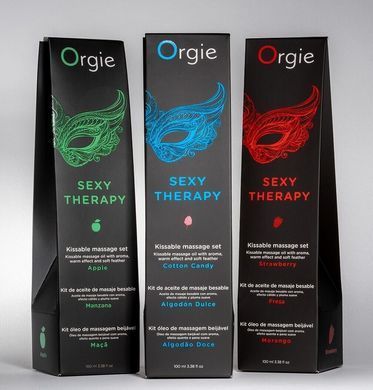 Набор для массажа: съедобное разогревающее масло + перышко Orgie Sexy Therapy Apple, яблоко (100 мл) картинка