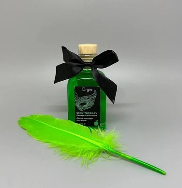 Набор для массажа: съедобное разогревающее масло + перышко Orgie Sexy Therapy Apple, яблоко (100 мл) картинка