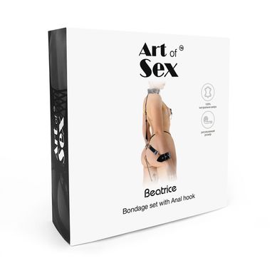 Бондажний набір із металевим анальним гаком №2 Art of Sex Beatrice Bondage set with anal hook №2 (діаметр кульки 3 см) зображення
