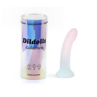 Ультрам'який фалоімітатор з градієнтом та блискітками на присосці Love To Love DILDOLLS GALACTICA (діаметр 3,5 см) зображення