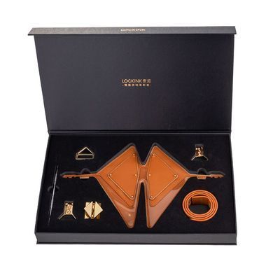 Маска на очі шкіряна LOCKINK Vixen Blindfold Brown Set зображення