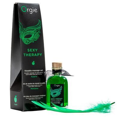 Набор для массажа: съедобное разогревающее масло + перышко Orgie Sexy Therapy Apple, яблоко (100 мл) картинка