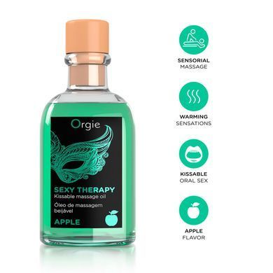 Набор для массажа: съедобное разогревающее масло + перышко Orgie Sexy Therapy Apple, яблоко (100 мл) картинка