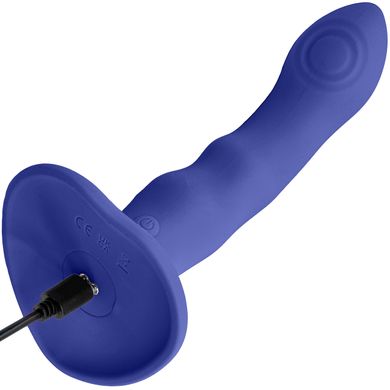 Насадка для страпона з подвійною точковою пульсацією Strap-On-Me Tapping Dildo Wave Night Blue зображення