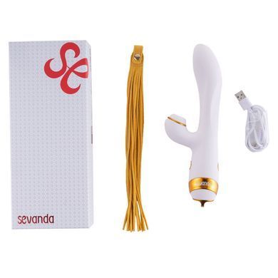 Вибратор-кролик с флогером LOCKINK SEVANDA Whip Vibrating Massage Wand White&Golden картинка