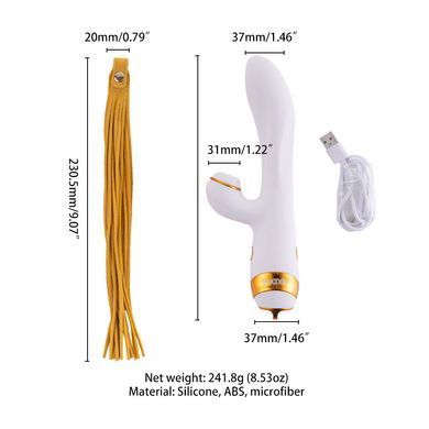 Вибратор-кролик с флогером LOCKINK SEVANDA Whip Vibrating Massage Wand White&Golden картинка