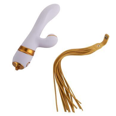 Вибратор-кролик с флогером LOCKINK SEVANDA Whip Vibrating Massage Wand White&Golden картинка