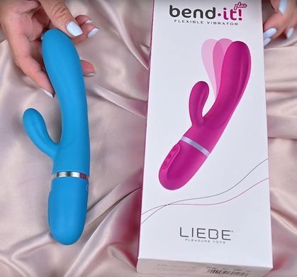 Гнучкий вібратор-кролик на батарейках Liebe Bend It Plus Ocean Blue (діаметр 3,1 см) зображення