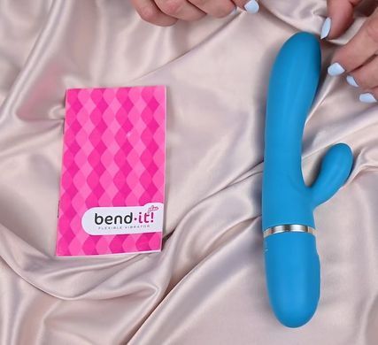 Гнучкий вібратор-кролик на батарейках Liebe Bend It Plus Ocean Blue (діаметр 3,1 см) зображення