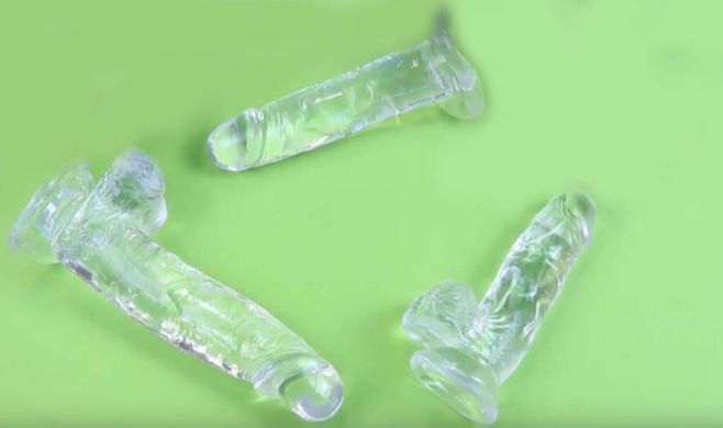 Прозорий фалоімітатор з присоскою і мошонкою Alive Jelly Dildo Pepito (довжина 15,5 см) зображення