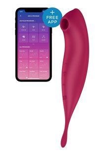 Смарт-вибратор для клитора с вакуумной стимуляцией Satisfyer Twirling Pro+ Dark red (диаметр 4,7 см) картинка